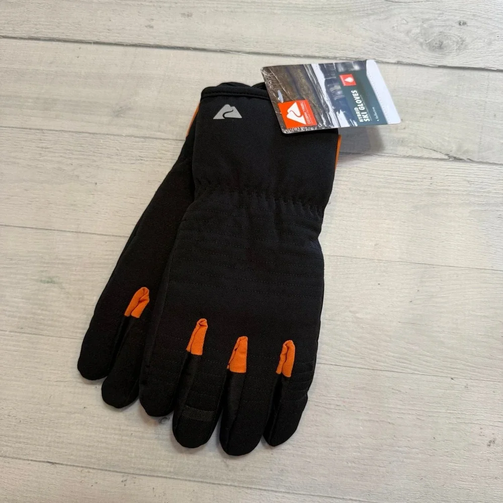Ozark Trail boys winter hybrid ski gloves black and orange L/XL NEW